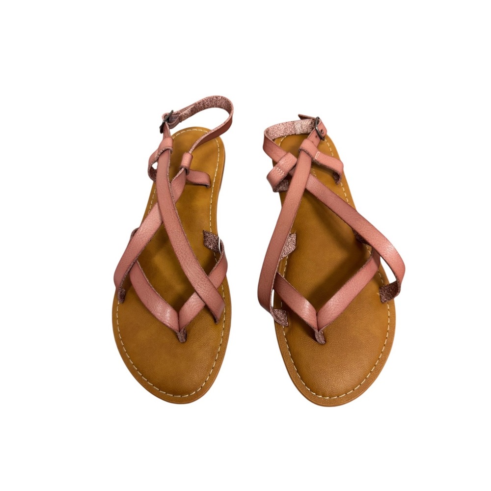 Amazon Essentials Womens Strappy Gladiator Sandals Pink Mauve Size 6 Flat Buckle
